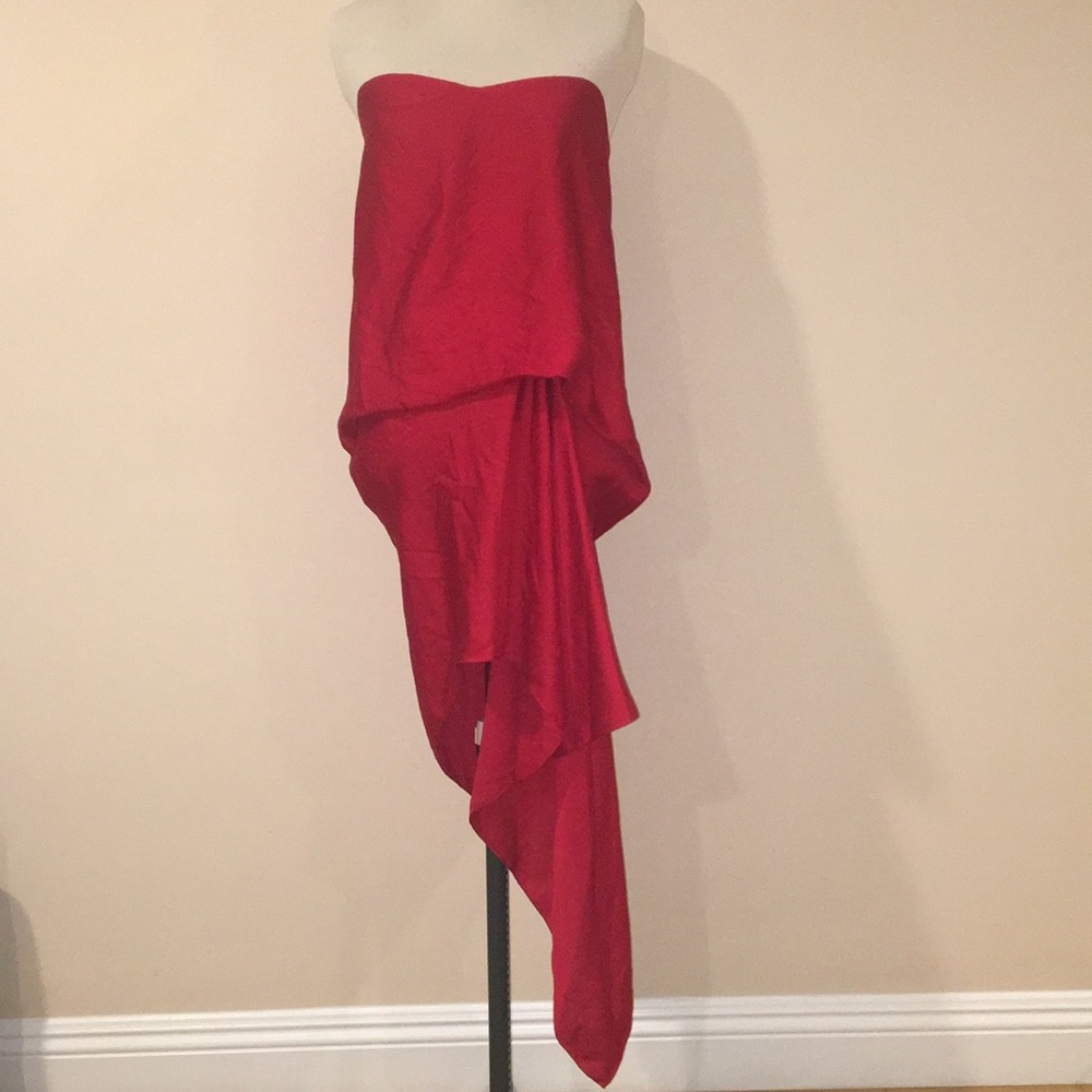 BCBG max Azria Red satin asymmetric dress